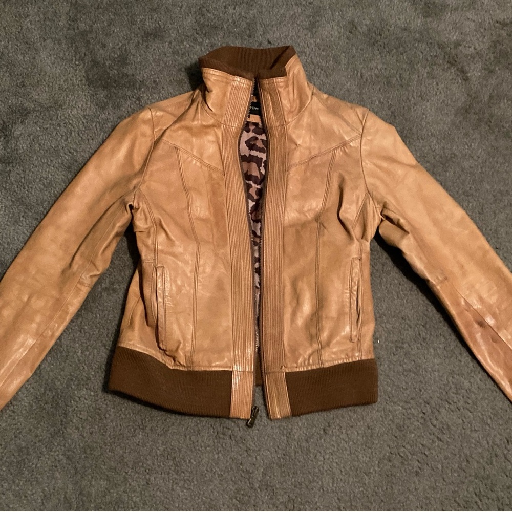 Black Rivet Tan Leather Jacket